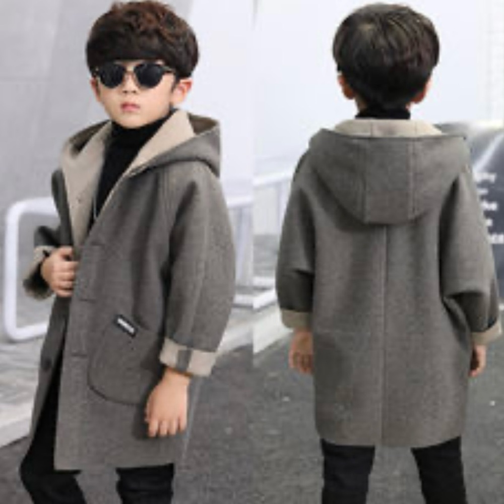 New! Elephantpapa Kids Wool Coat in Charcoal, Sz. 5-6